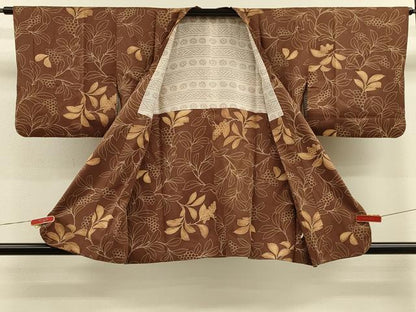 平和屋着物＃道行コート　南天文　正絹　逸品　CABH6834in