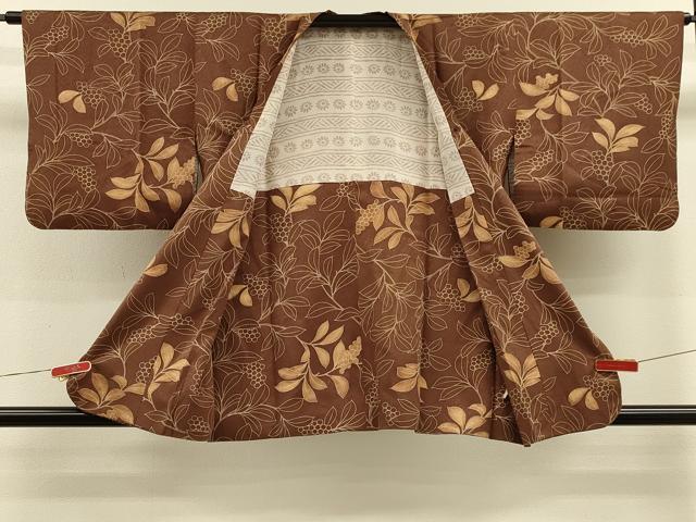 平和屋着物＃道行コート　南天文　正絹　逸品　CABH6834in