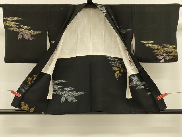 平和屋着物＃羽織　寿光織　霞舞葉文　黒地　金銀糸　正絹　逸品　CABH6837in