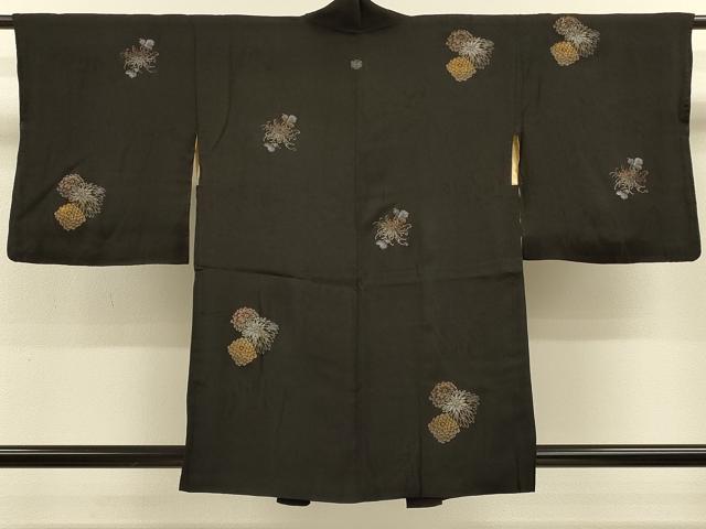 平和屋着物＃羽織　乱菊　黒地　金銀彩　正絹　逸品　CABH6838in
