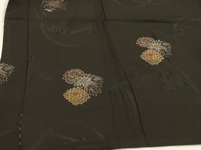 平和屋着物＃羽織　乱菊　黒地　金銀彩　正絹　逸品　CABH6838in