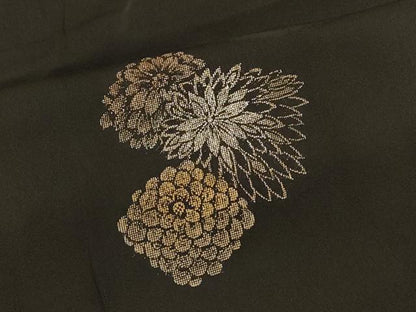 平和屋着物＃羽織　乱菊　黒地　金銀彩　正絹　逸品　CABH6838in