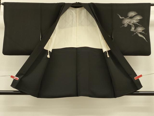 平和屋着物＃羽織　刺繍　枝松文　黒地　正絹　逸品　CABH6840in