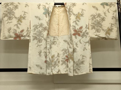 平和屋着物＃羽織　寿光織　草花文　金銀糸　正絹　逸品　CABH6853in