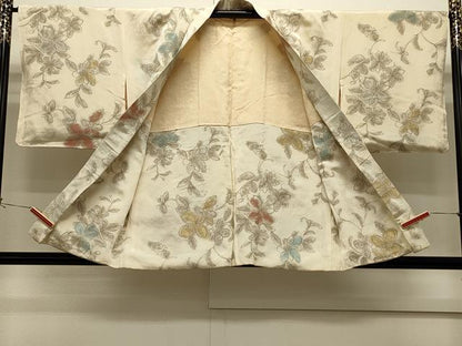 平和屋着物＃羽織　寿光織　草花文　金銀糸　正絹　逸品　CABH6853in