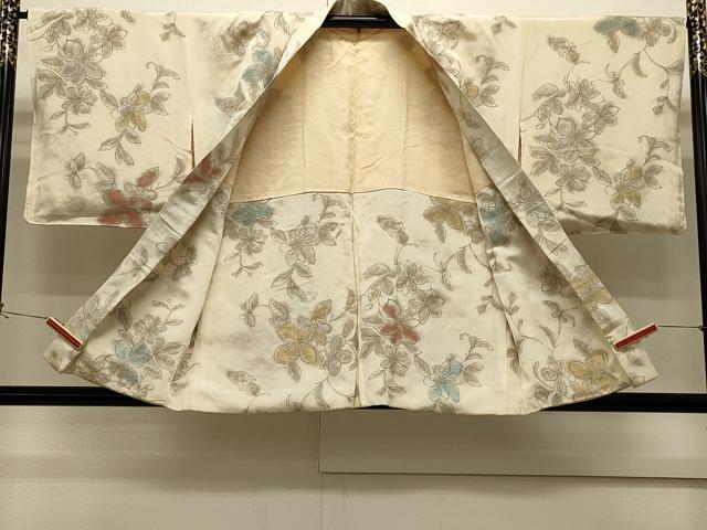 平和屋着物＃羽織　寿光織　草花文　金銀糸　正絹　逸品　CABH6853in