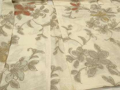 平和屋着物＃羽織　寿光織　草花文　金銀糸　正絹　逸品　CABH6853in
