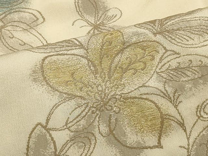 平和屋着物＃羽織　寿光織　草花文　金銀糸　正絹　逸品　CABH6853in