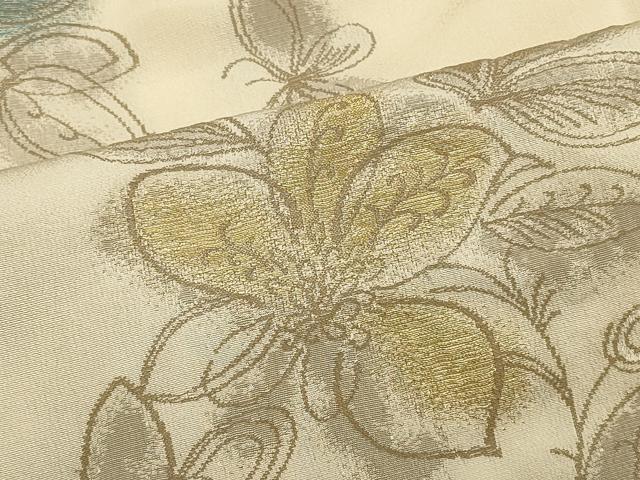 平和屋着物＃羽織　寿光織　草花文　金銀糸　正絹　逸品　CABH6853in