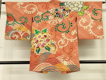 平和屋着物∞アンティーク　大正ロマン　羽織　駒刺繍　立波花唐草文　金彩　正絹　逸品　CABH6856in