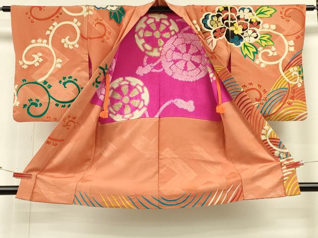 平和屋着物∞アンティーク　大正ロマン　羽織　駒刺繍　立波花唐草文　金彩　正絹　逸品　CABH6856in