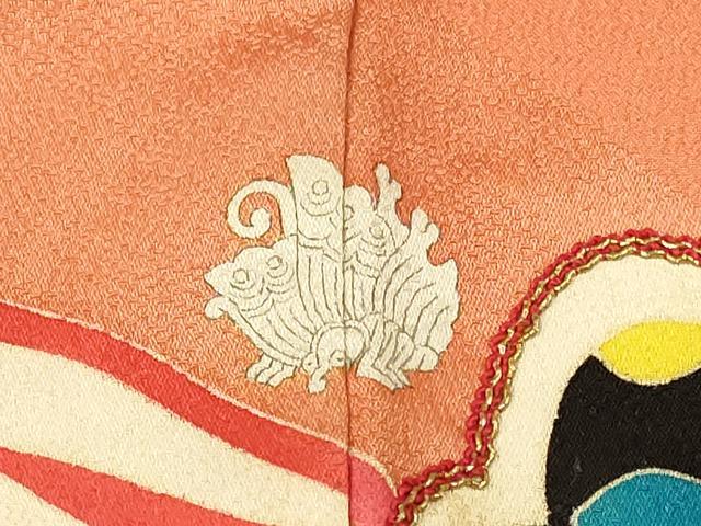 平和屋着物∞アンティーク　大正ロマン　羽織　駒刺繍　立波花唐草文　金彩　正絹　逸品　CABH6856in
