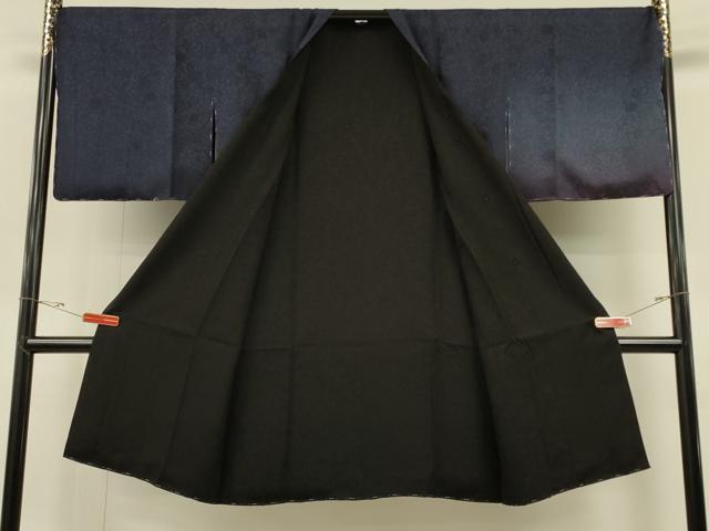 平和屋着物∞道行コート　リバーシブル　花唐草地紋　暈し染め　黒地　ロング丈　正絹　逸品　未使用　CABH6858in