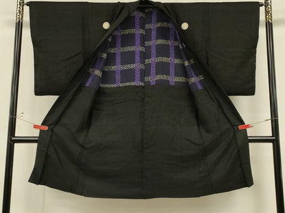 平和屋着物∞男性　長羽織　黒紋付き　正絹　逸品　CABH6862in