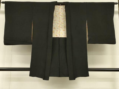 平和屋着物∞羽織　寿光織　舞花文　黒地　金銀糸　正絹　逸品　CABH6863in
