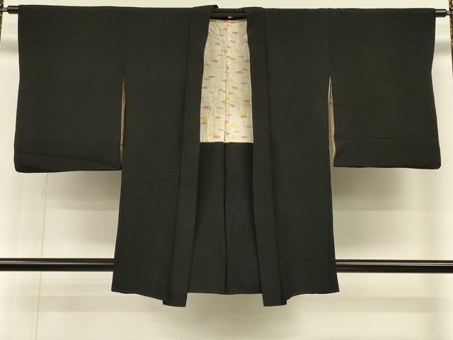 平和屋着物∞羽織　寿光織　舞花文　黒地　金銀糸　正絹　逸品　CABH6863in