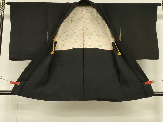 平和屋着物∞羽織　寿光織　舞花文　黒地　金銀糸　正絹　逸品　CABH6863in