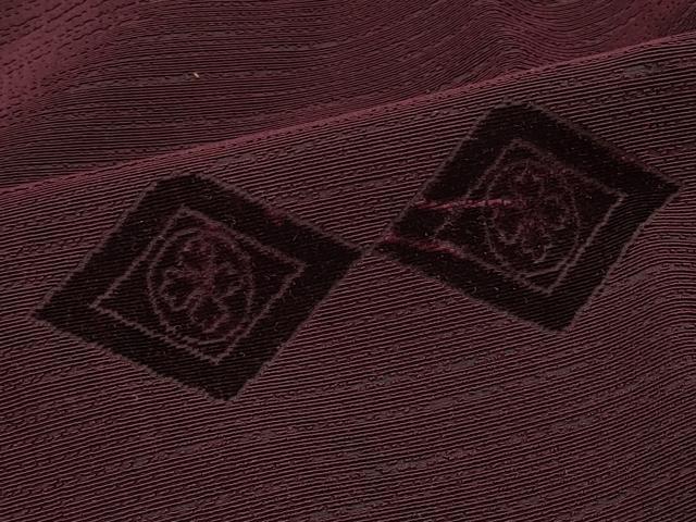 平和屋着物∞道行コート　輪奈ビロード　花菱文　紫紺色　ロング丈　正絹　逸品　CABH6865in