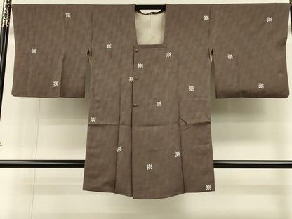 平和屋着物∞道行コート　絞り　格子　正絹　逸品　CABH6867in
