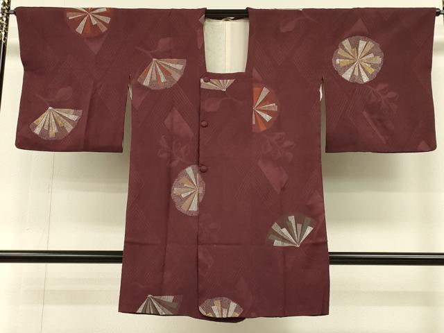 平和屋着物＃道行コート　寿光織　松葉文　金銀糸　ロング丈　正絹　逸品　CABH6876in