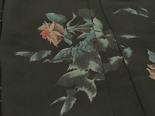 平和屋着物＃羽織　寿光織　薔薇　バラ　黒地　銀糸　正絹　逸品　未使用　CABH6879in