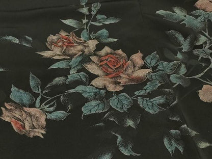 平和屋着物＃羽織　寿光織　薔薇　バラ　黒地　銀糸　正絹　逸品　未使用　CABH6879in