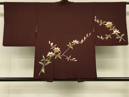 平和屋着物＃羽織　枝花文　正絹　逸品　CABH6880in
