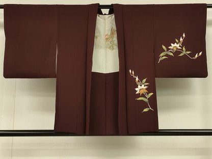 平和屋着物＃羽織　枝花文　正絹　逸品　CABH6880in