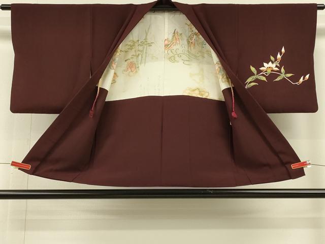 平和屋着物＃羽織　枝花文　正絹　逸品　CABH6880in