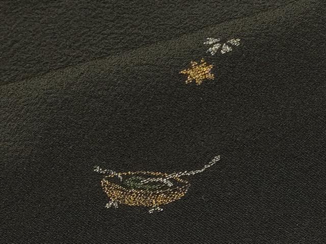 平和屋着物＃羽織　寿光織　抽象文　黒地　金銀糸　正絹　逸品　CABH6882in