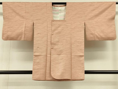 平和屋着物＃道行コート　色無地　霞地紋　宍色　正絹　逸品　CABH6884in