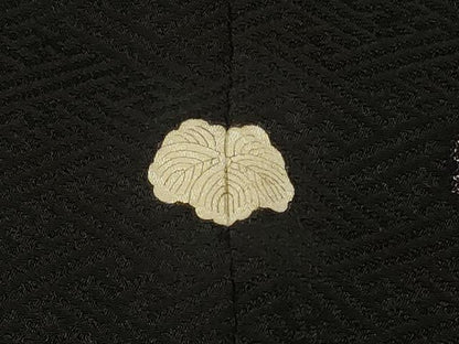 平和屋着物＃羽織　寿光織　流水正倉院花文　黒地　銀糸　正絹　逸品　CABH6885in