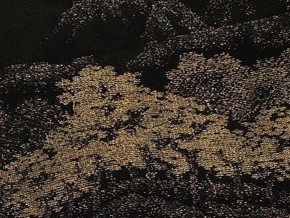 平和屋着物＃羽織　寿光織　遠山樹林文　黒地　金糸　正絹　逸品　CABH6888in