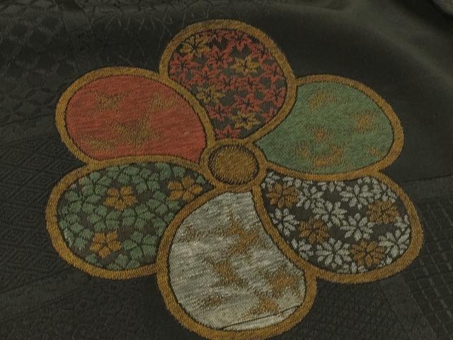 平和屋着物＃羽織　寿光織　吉祥舞花文　黒地　金糸　正絹　逸品　CABH6889in