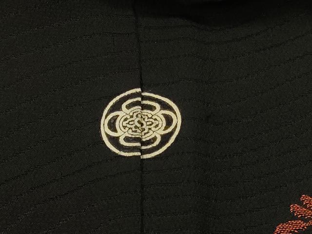 平和屋着物＃羽織　寿光織　霞枝花文　黒地　金銀糸　正絹　逸品　CABH6892in