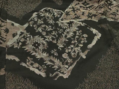 平和屋着物＃羽織　寿光織　抽象花文　黒地　銀糸　正絹　逸品　CABH6893in