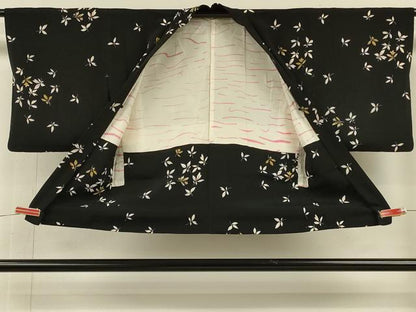 平和屋着物＃羽織　舞葉文　黒地　正絹　逸品　CABH6895in