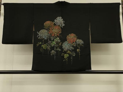 平和屋着物＃羽織　寿光織　乱菊　黒地　金銀糸　正絹　逸品　CABH6897in