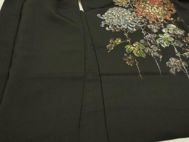 平和屋着物＃羽織　寿光織　乱菊　黒地　金銀糸　正絹　逸品　CABH6897in