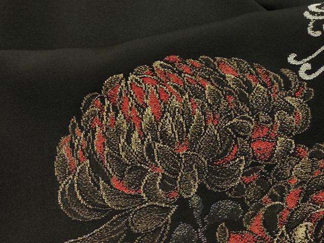 平和屋着物＃羽織　寿光織　乱菊　黒地　金銀糸　正絹　逸品　CABH6897in