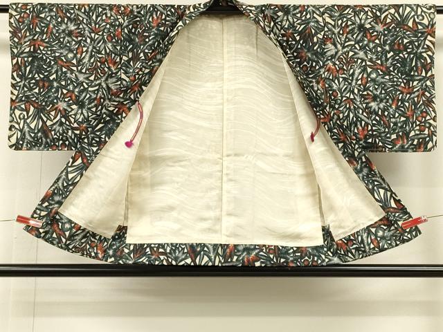 平和屋着物＃羽織　草花文　銀通し地　正絹　逸品　未使用　CABH6898in