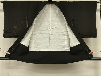 平和屋着物＃羽織　寿光織　枝花文　黒地　銀糸　正絹　逸品　未使用　CABH6899in