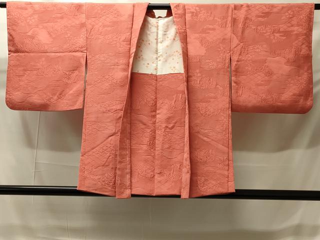 平和屋着物＃羽織　色無地　霞草花地紋　黄丹色　正絹　逸品　未使用　CABH6902in