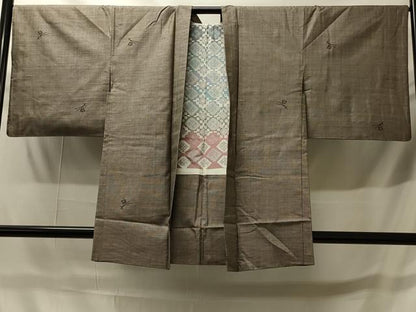 平和屋着物＃本場大島紬　羽織　9マルキ　草花文　正絹　逸品　CABH6906in