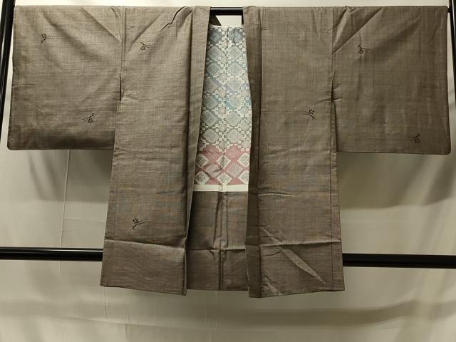 平和屋着物＃本場大島紬　羽織　9マルキ　草花文　正絹　逸品　CABH6906in