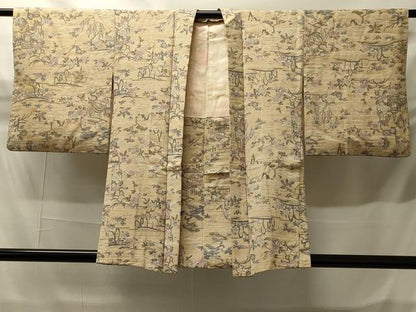 平和屋着物＃羽織　風景草花文　暈し染め　金彩　正絹　逸品　CABH6908in