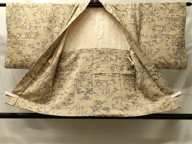 平和屋着物＃羽織　風景草花文　暈し染め　金彩　正絹　逸品　CABH6908in