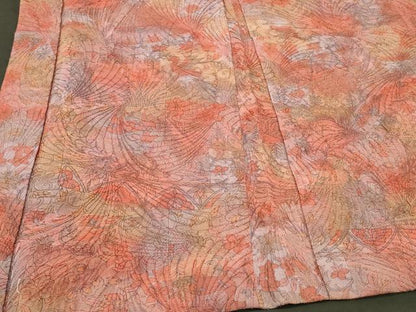 平和屋着物＃羽織　切嵌動物更紗花文　暈し染め　正絹　逸品　CABH6910in