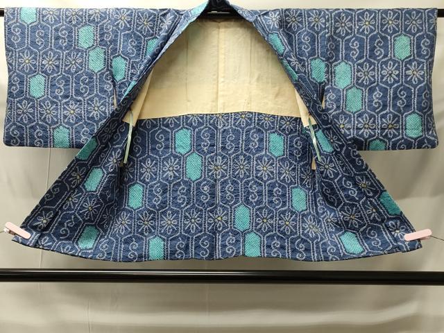 平和屋着物＃羽織　総絞り　亀甲花文　正絹　逸品　CABH6921in