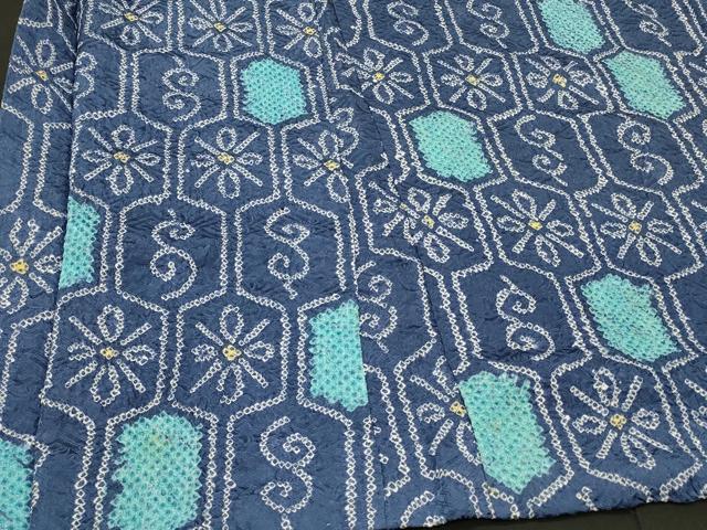 平和屋着物＃羽織　総絞り　亀甲花文　正絹　逸品　CABH6921in